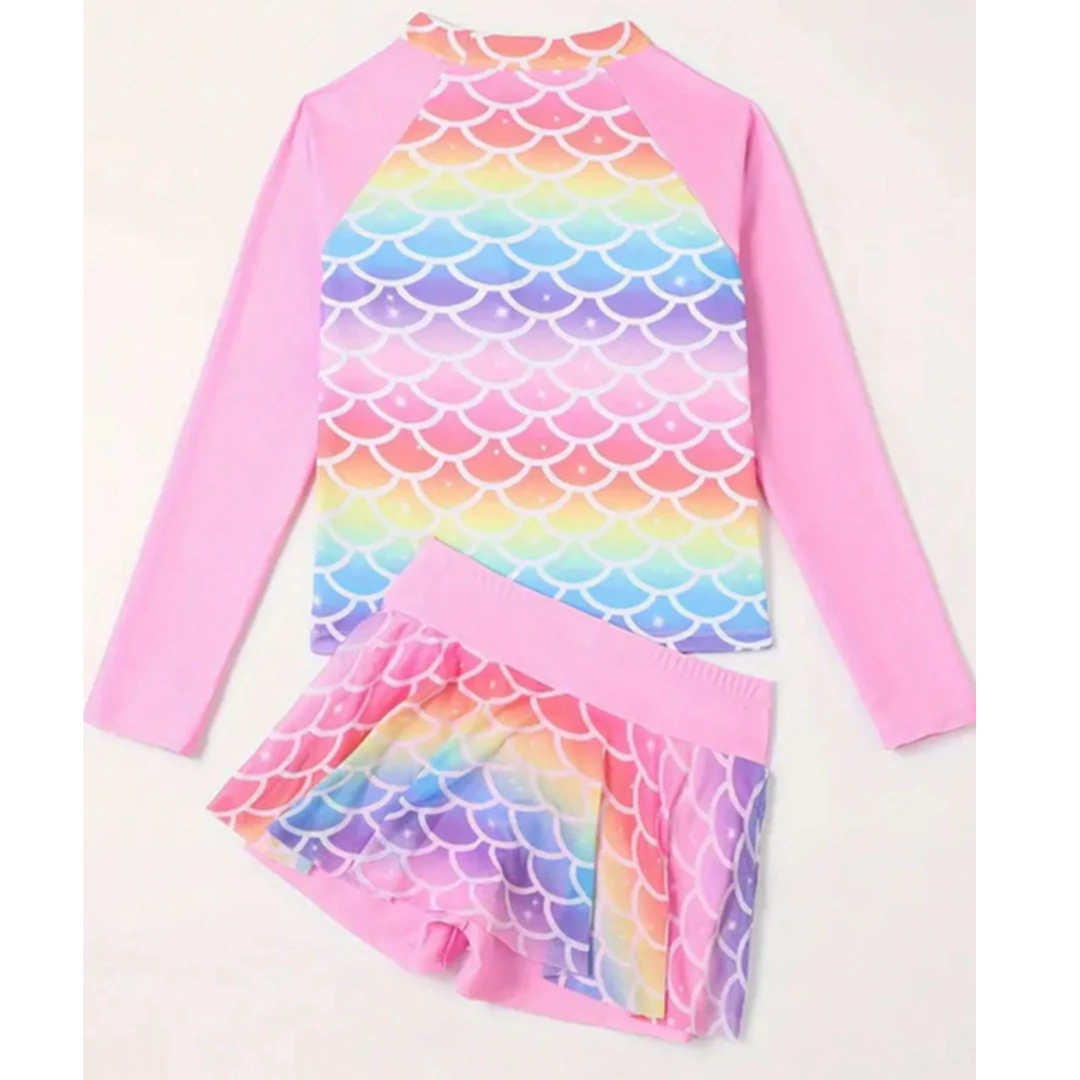 美人鱼泳衣女童分体泳装裤裙两件套新款宝宝游泳衣可爱套装