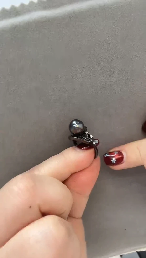 未镶嵌戒指海水珍珠大溪地10.2mm+S925银戒指