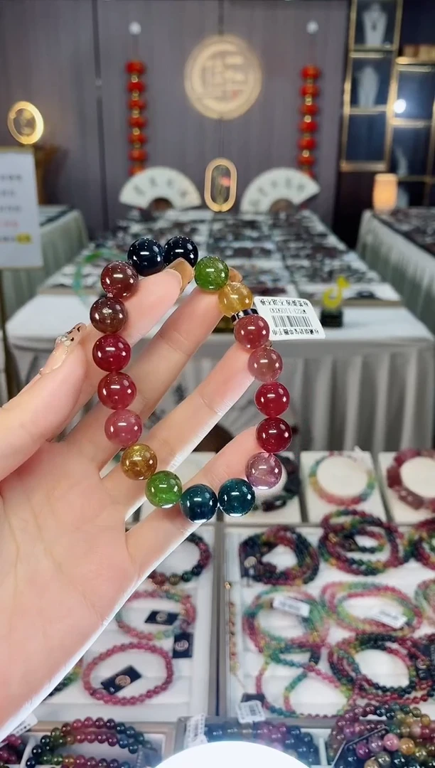未镶嵌老矿碧玺色标透体单圈手串11mm+碧玺dan多样性发货一条