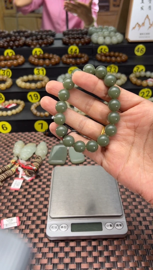 手串未镶嵌和田玉塔县皮勒青手串卡12