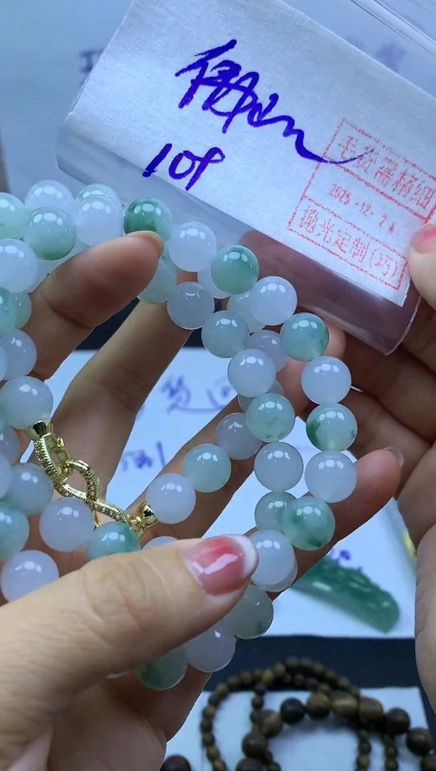 未镶嵌定制翡翠佛***客35珠串卡10*9910元毛货需精抛光