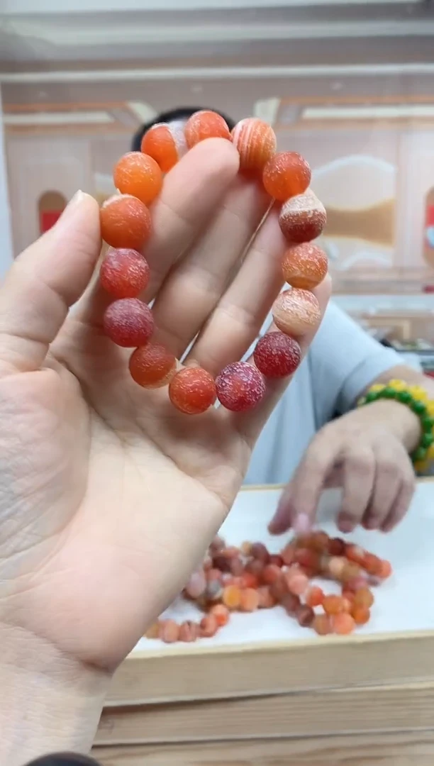 未镶嵌手串玛瑙/玉髓磨砂玛瑙玉石14mm15颗