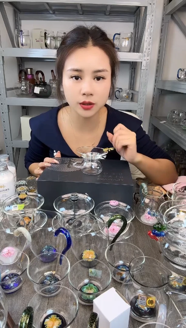 水晶玻璃无盖款禾器 金鱼茶漏