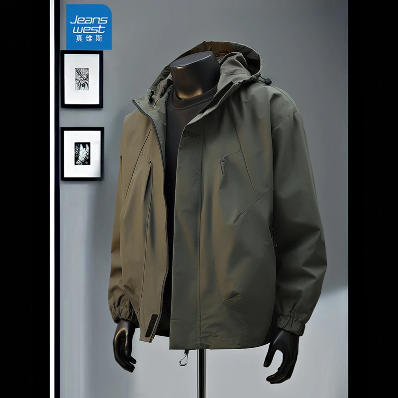 真维斯男士春秋季新款美式飞行连帽夹克男装宽松百搭户外休闲外套