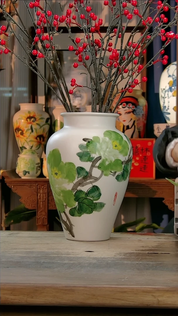 【闪购商品】瓷片景德镇纯手工釉下彩精品花瓶