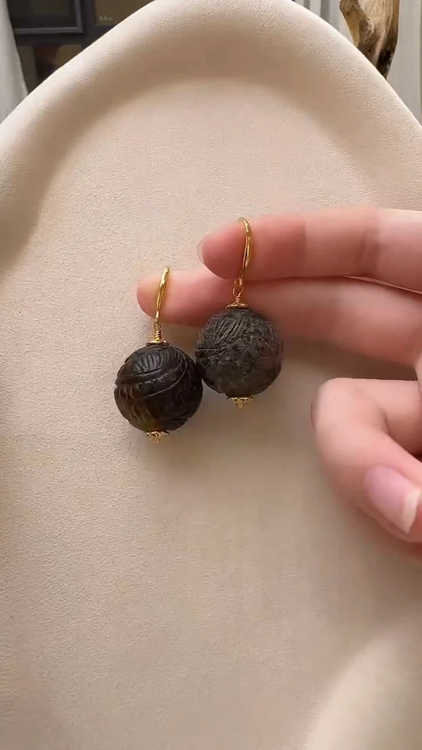 琥珀未镶嵌耳饰耳环