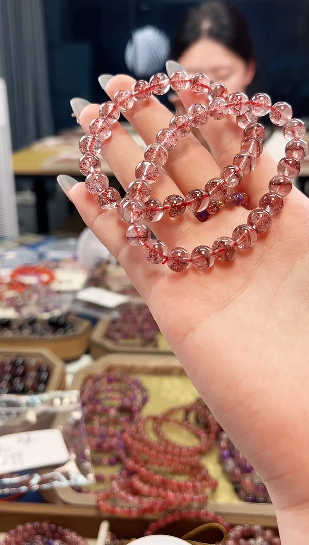 未镶嵌手串水晶金草莓超七单圈手串8mm【多样性发一】