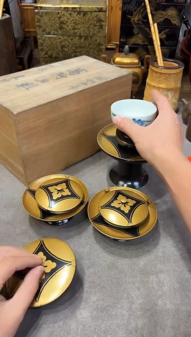 高肉金 天目盏台 三组
