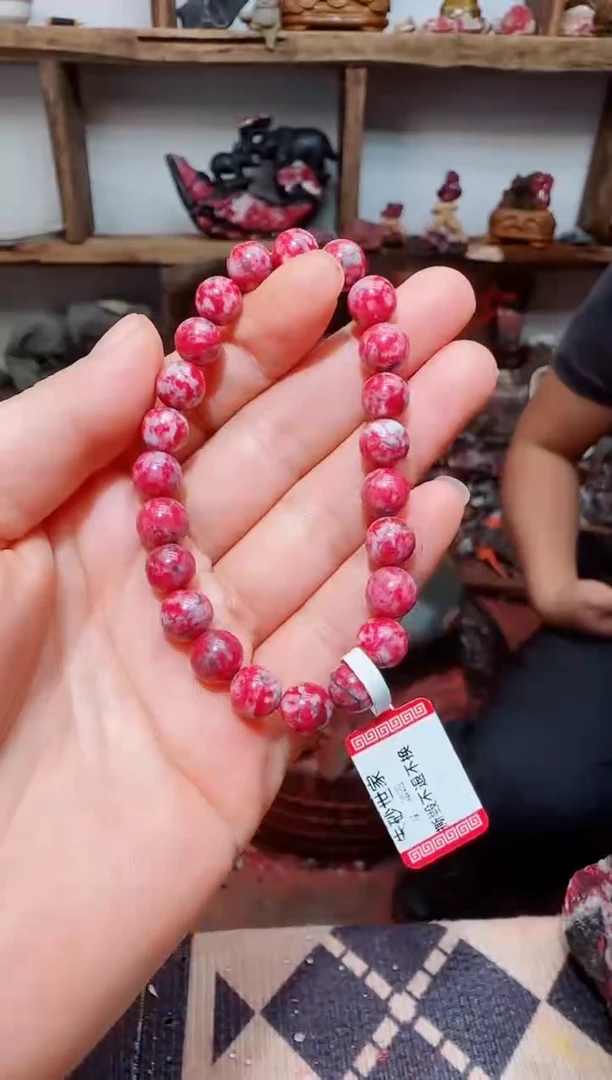 天然辰砂朱砂原矿石手串42