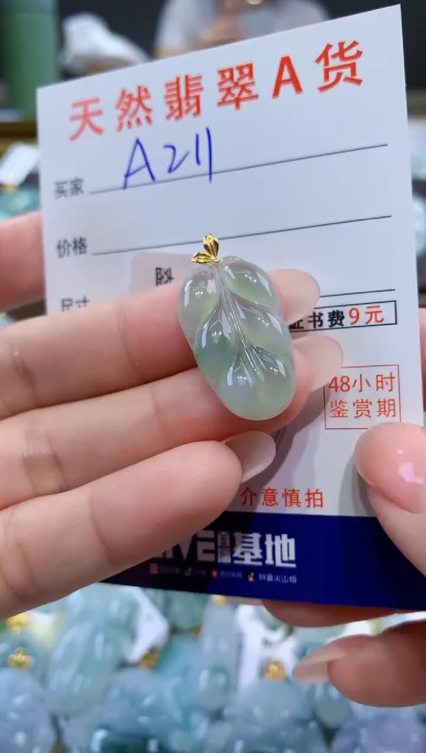 颈饰18K金镶嵌翡翠天然翡翠A货挂件