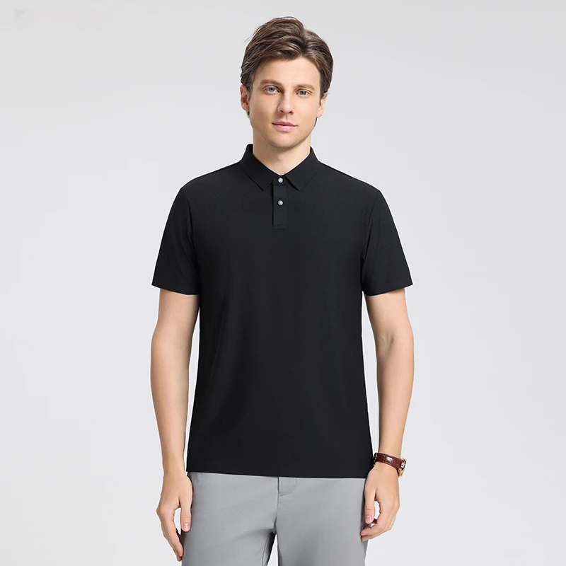 时尚新款简约休闲男子凉感POLO衫夏季透气商务翻领短袖运动修身款