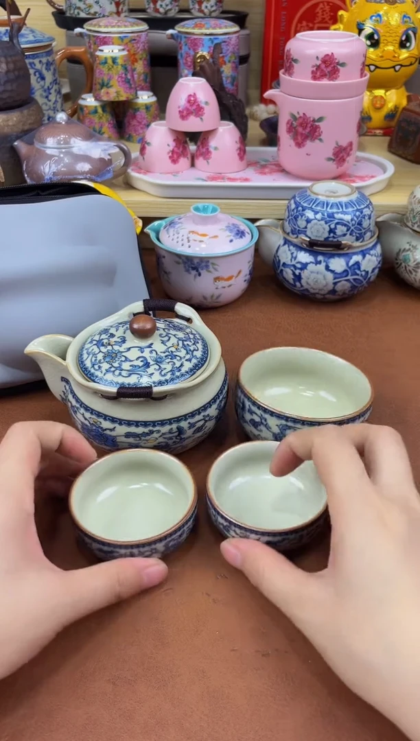 陶瓷茶具摆件旅行套组