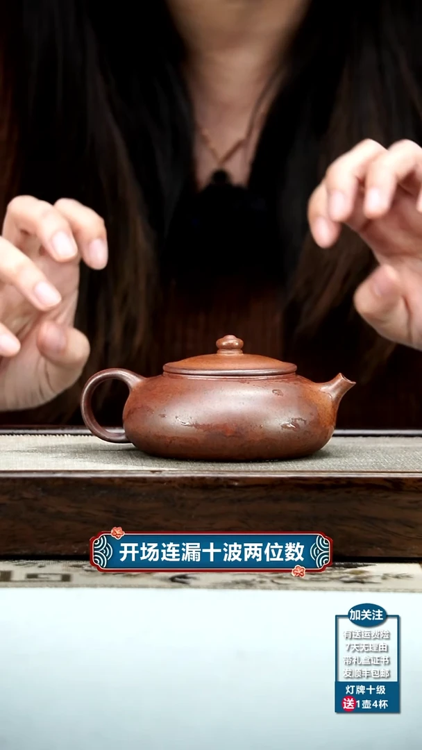 【闪购商品】紫砂茶壶顾建华百目天星泥柴烧底刻寒江160CC