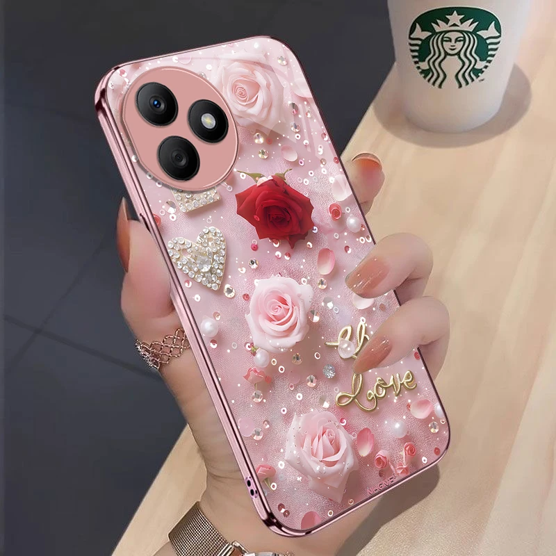 星钻玫瑰荣耀X50i+手机壳LLY-AN00高级感金属漆散热全包防摔轻奢