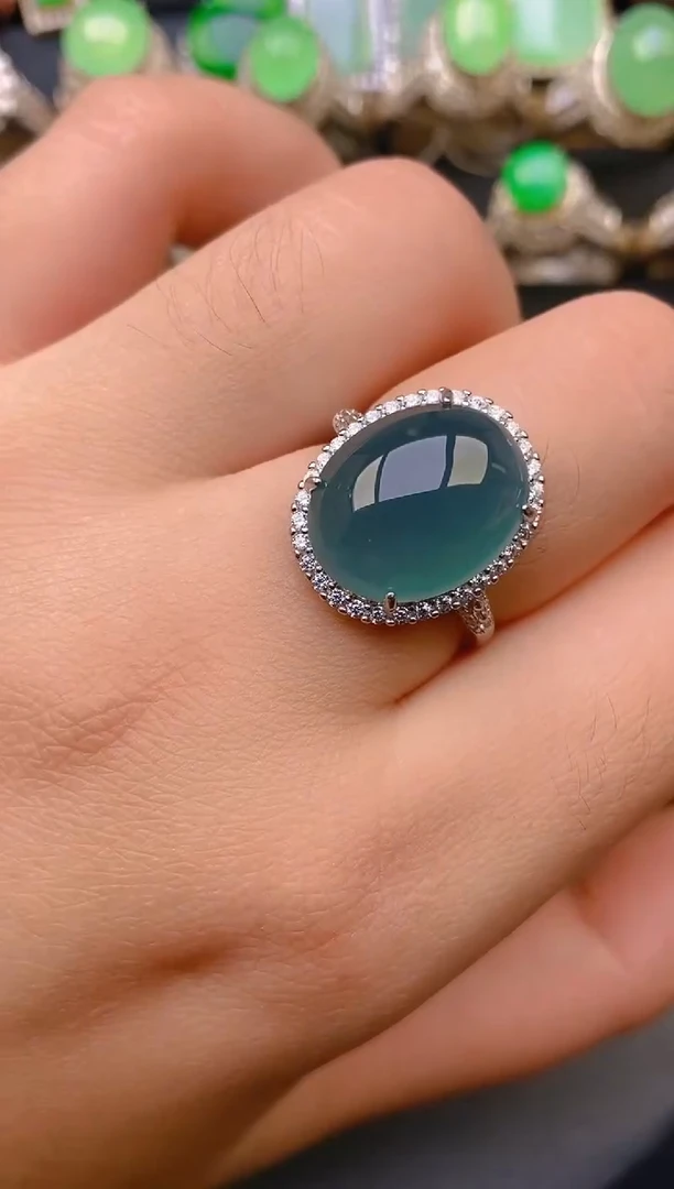 【闪购商品】翡翠戒指银S925镶嵌天然A货翡翠1