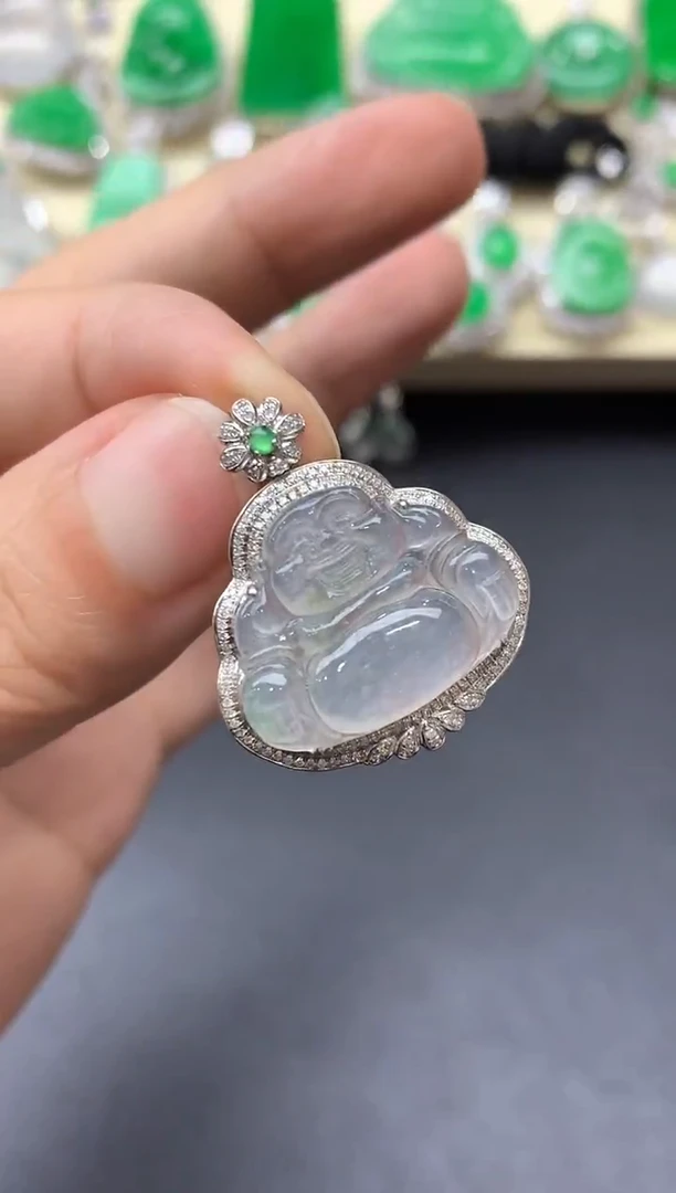 颈饰18K金镶嵌翡翠478-中国好珍宝