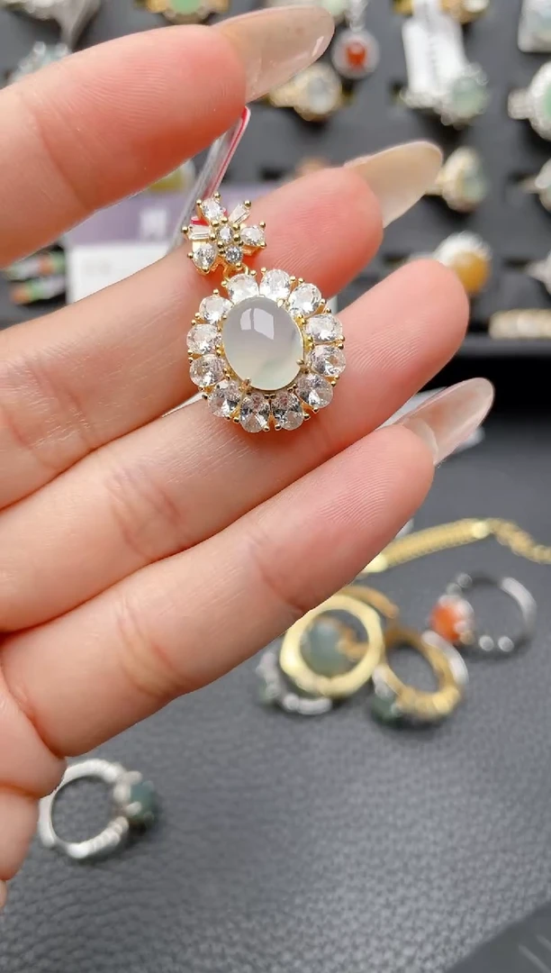 【闪购商品】翡翠戒指银S925镶嵌2222222222  1