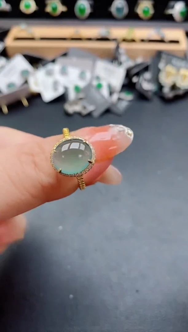 银S925镶嵌戒指翡翠1