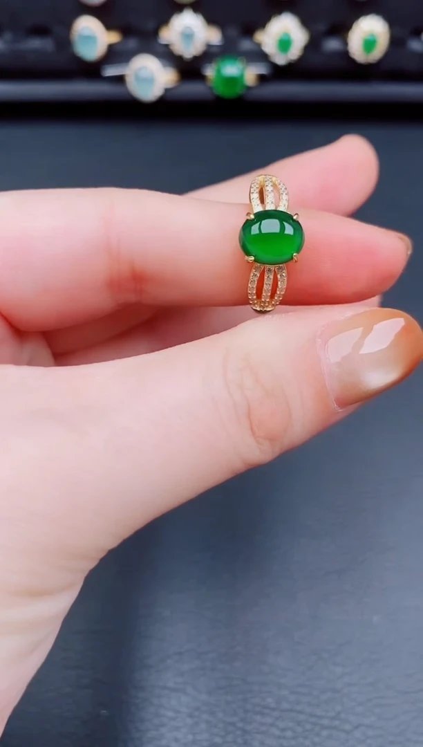 【闪购商品】翡翠戒指银S925镶嵌天然a货翡翠166