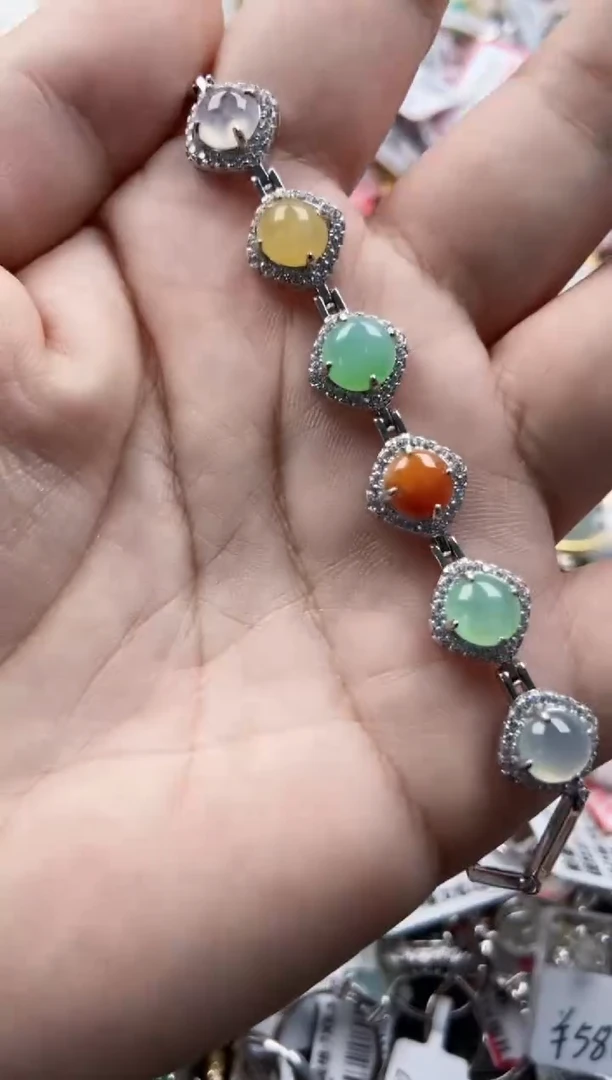 银S925镶嵌戒指翡翠4444----9