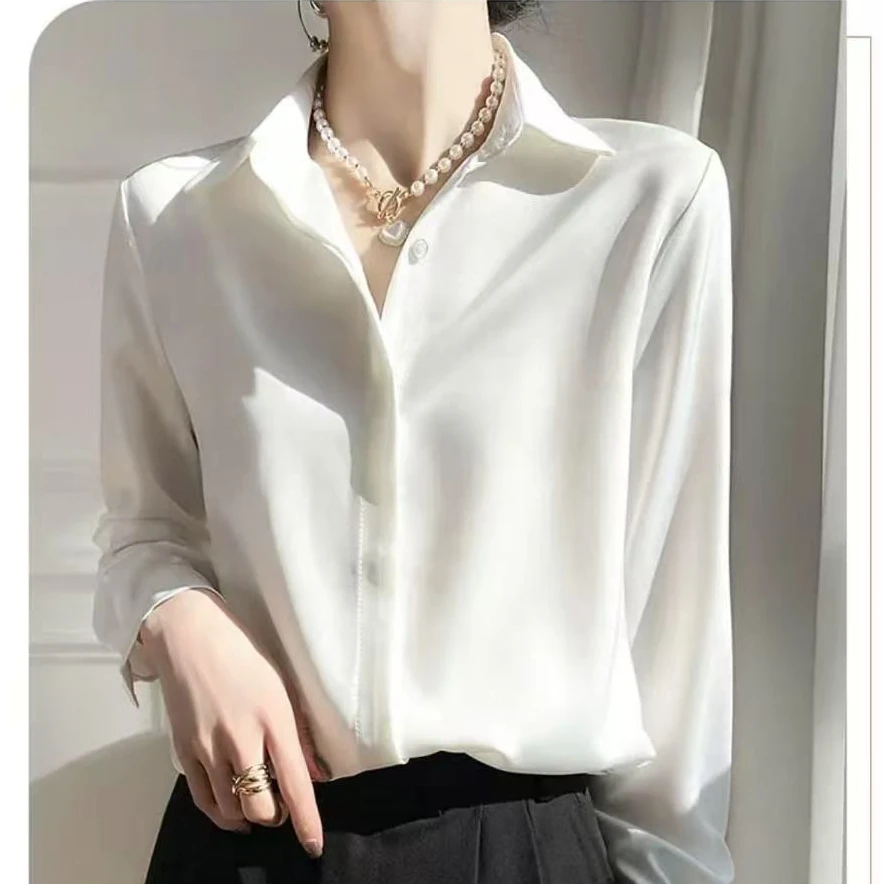 016春季新款衬衣翻领设计感长袖衬衫打底简约轻奢休闲百搭时尚