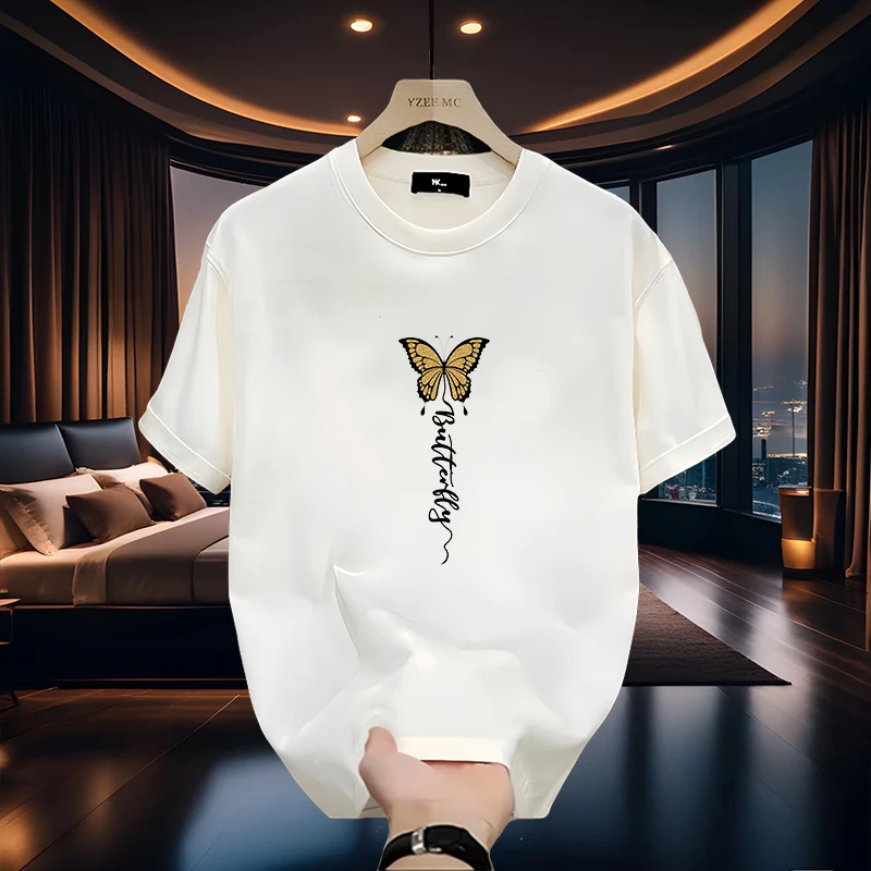 宾凯莱重磅棉休闲百搭印花短袖T恤青年款夏季宽松舒适圆领上衣