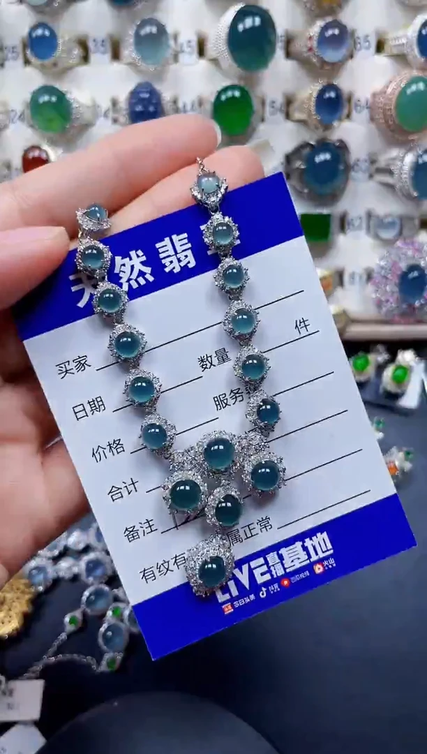 颈饰银S925镶嵌翡翠155