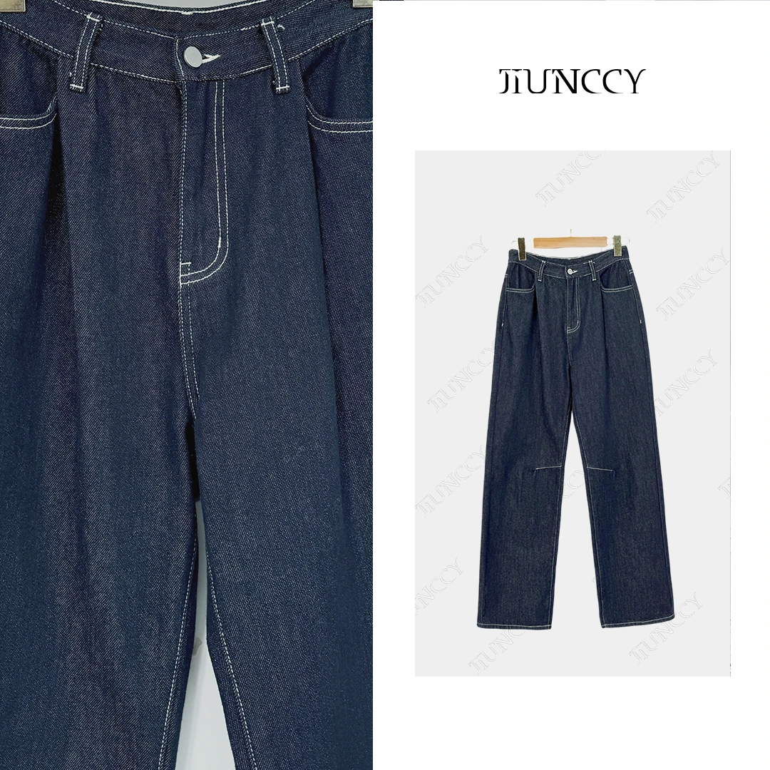 JIUNCCY【临界线】简约休闲原牛百搭明线牛仔裤 24NZK003