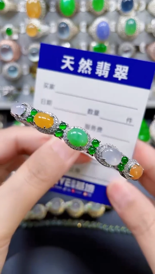 银S925镶嵌手镯翡翠306