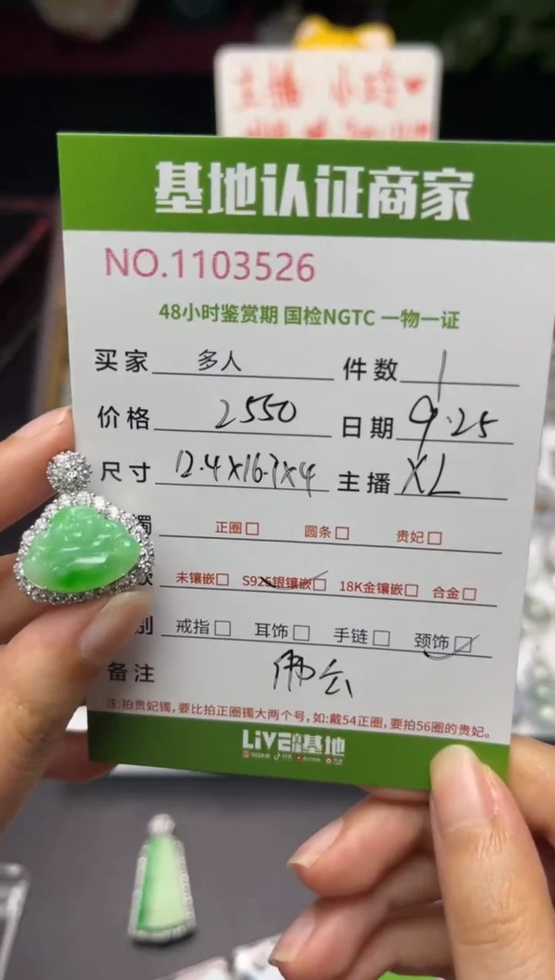 吊坠(不含链)银S925镶嵌翡翠多人