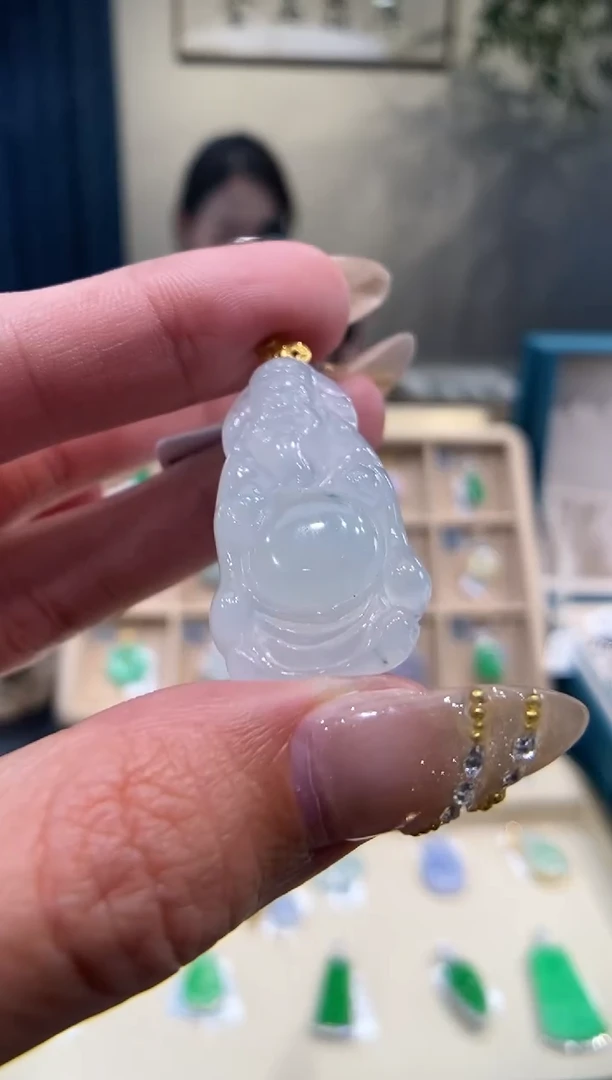 【闪购商品】翡翠吊坠(不含链)18K金镶嵌财神