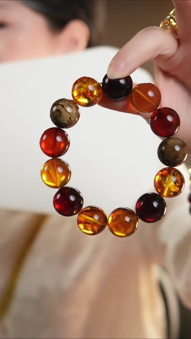 手链琥珀未镶嵌多宝手串珠径卡18+