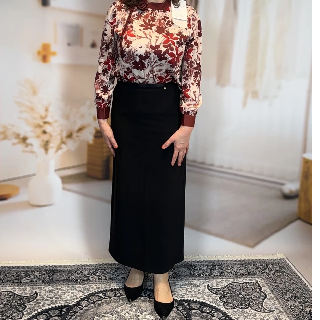 【米洛斯】2025新款精致纯色气质显瘦直筒半身裙6653