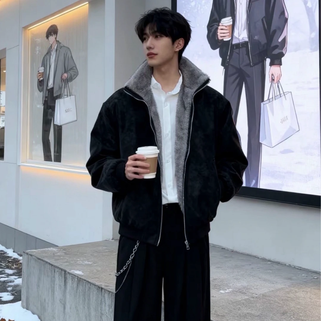 VEGOROM仿貂毛棉服男加厚冬季美式cleanfit座山雕外套保暖外套