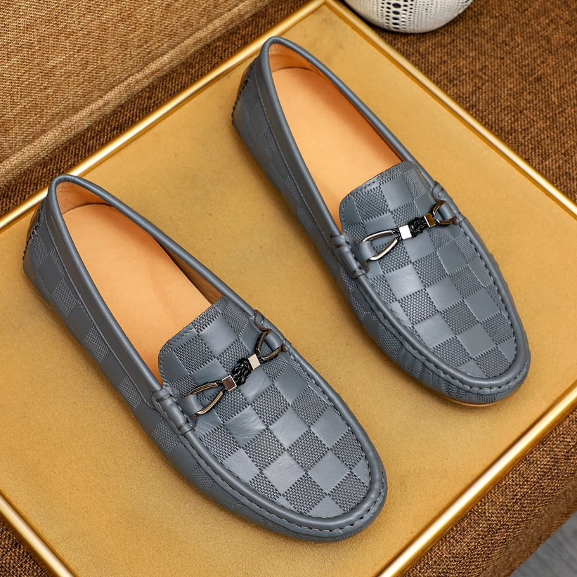 欧洲站轻奢休闲豆豆鞋真皮低帮透气时尚男鞋一脚蹬软底百搭乐福鞋