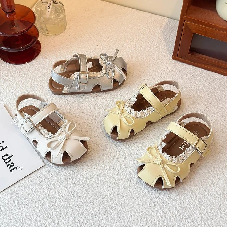 女童凉鞋包头公主鞋夏季芭蕾风韩版中小童女宝蝴蝶结洛丽塔单鞋30