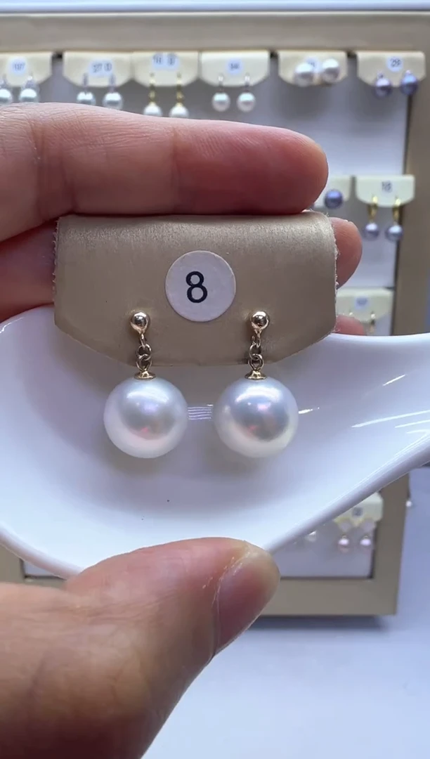 银S925镶嵌淡水珍珠耳饰8