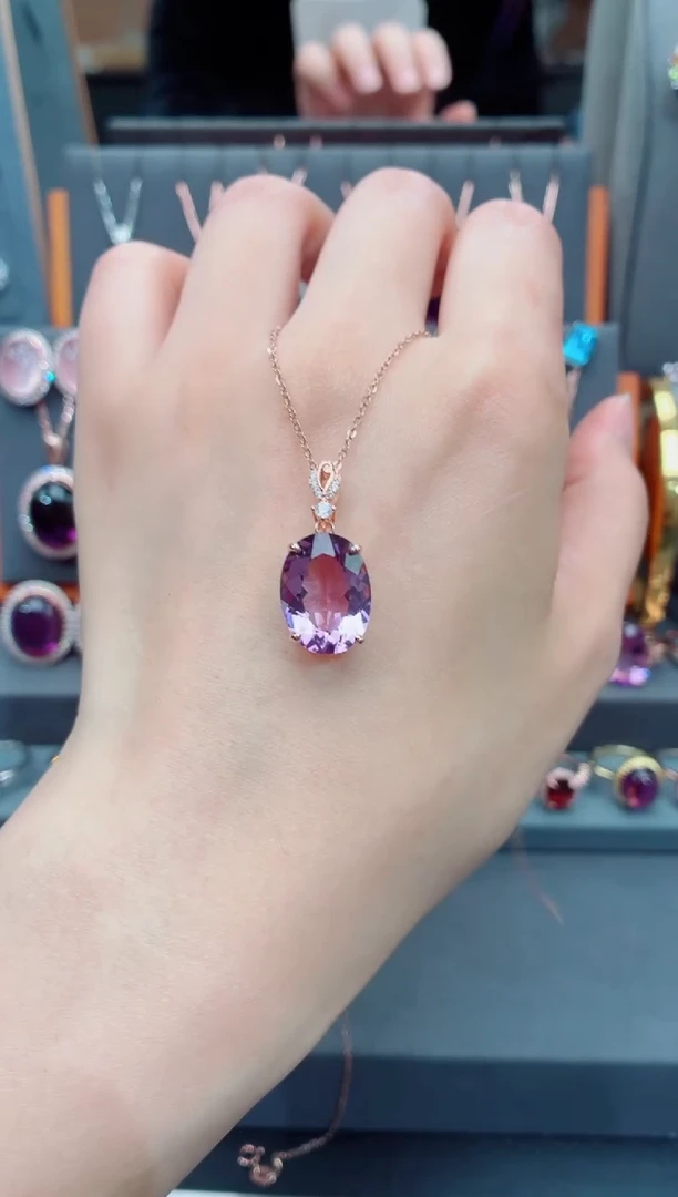 吊坠(赠链)银S925镶嵌水晶水晶吊坠