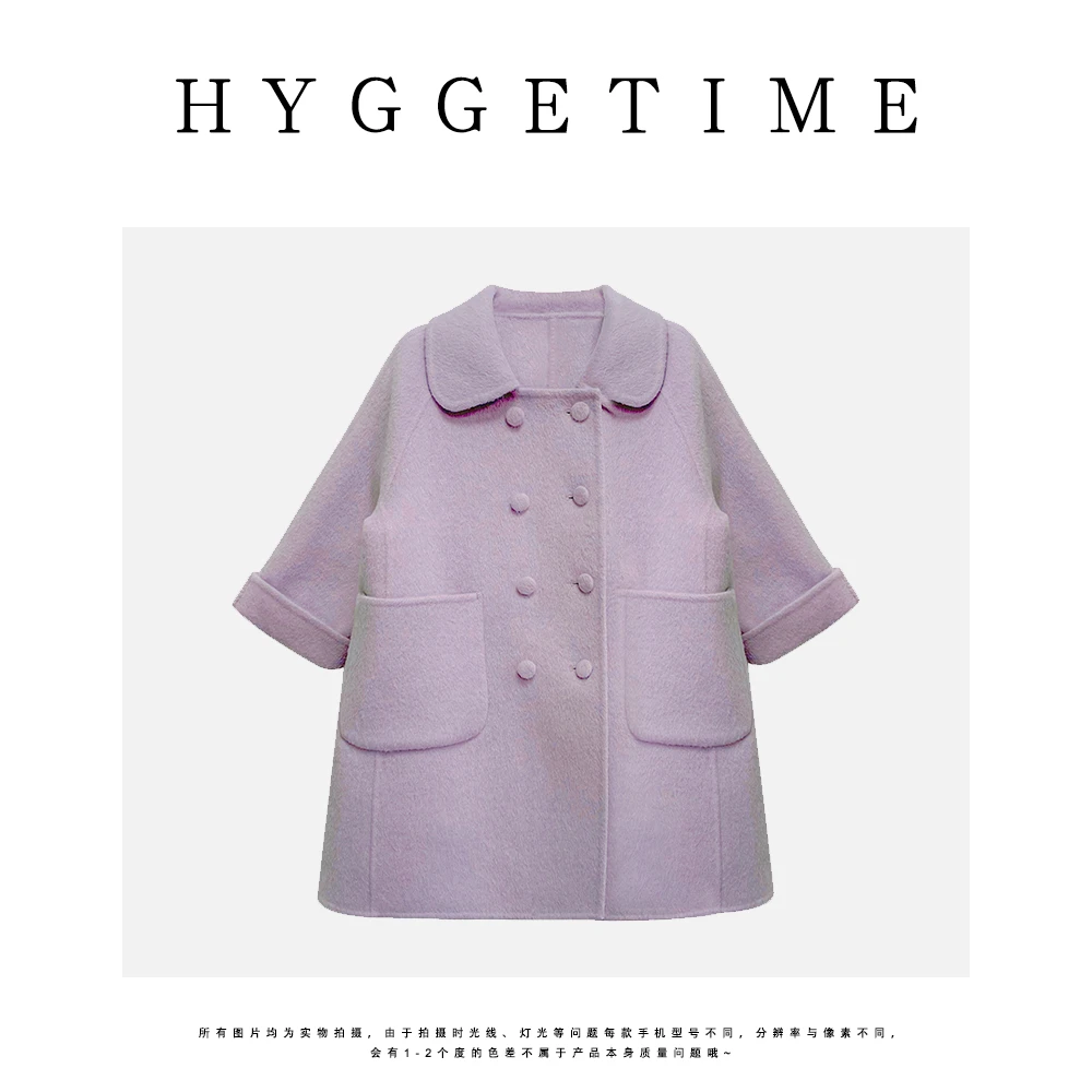 【思羽】女童呢子大衣韩版洋气百搭双面毛呢外套23D512