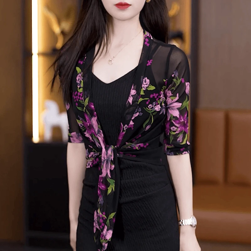 冰丝网纱新款高端小披肩女外搭小坎肩开衫高级感短款夏天女外套