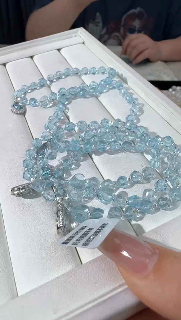 银S925镶嵌手链托帕石蓝托帕刻面水滴款发货多样性发其一
