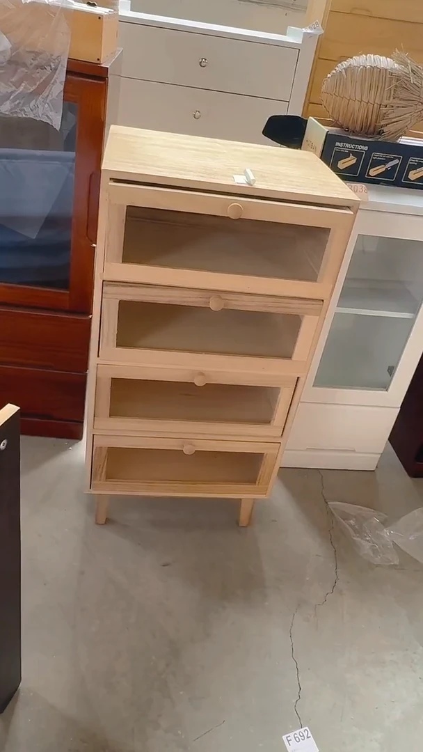 木（非红木类）处理白茬4抽镂空柜子