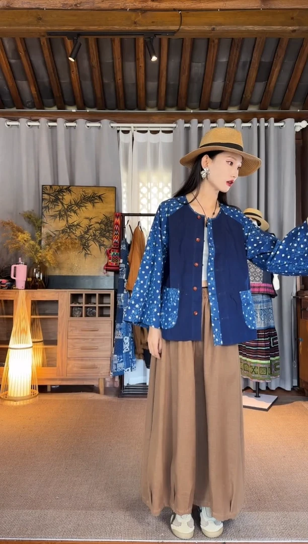 设计师款柿子染长裤