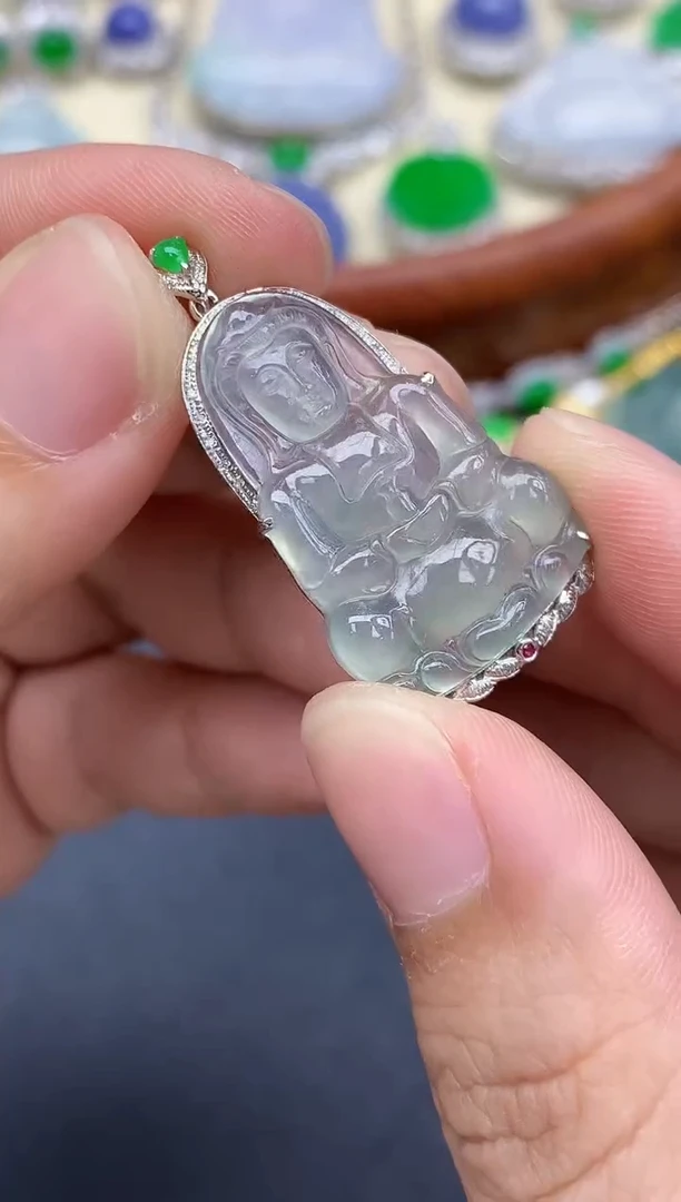 颈饰18K金镶嵌翡翠290-中国好珍宝