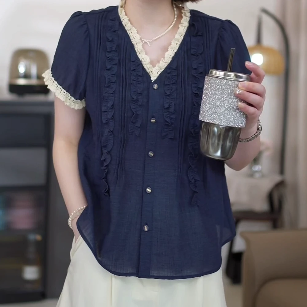 2025夏季新款镂空轻薄透气百搭通勤减龄衬衫C5562