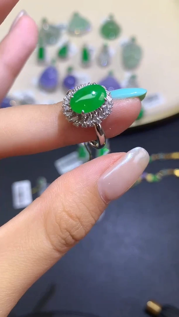 翡翠戒指18K金镶嵌戒指A315|9800