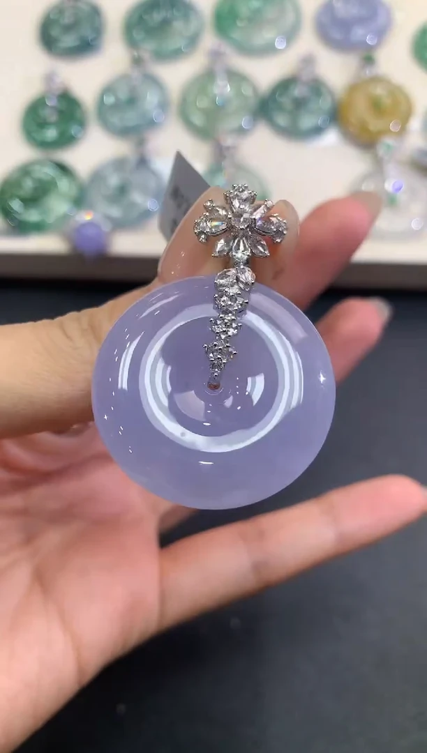 【闪购商品】翡翠吊坠(不含链)18K金镶嵌a100紫货有色差