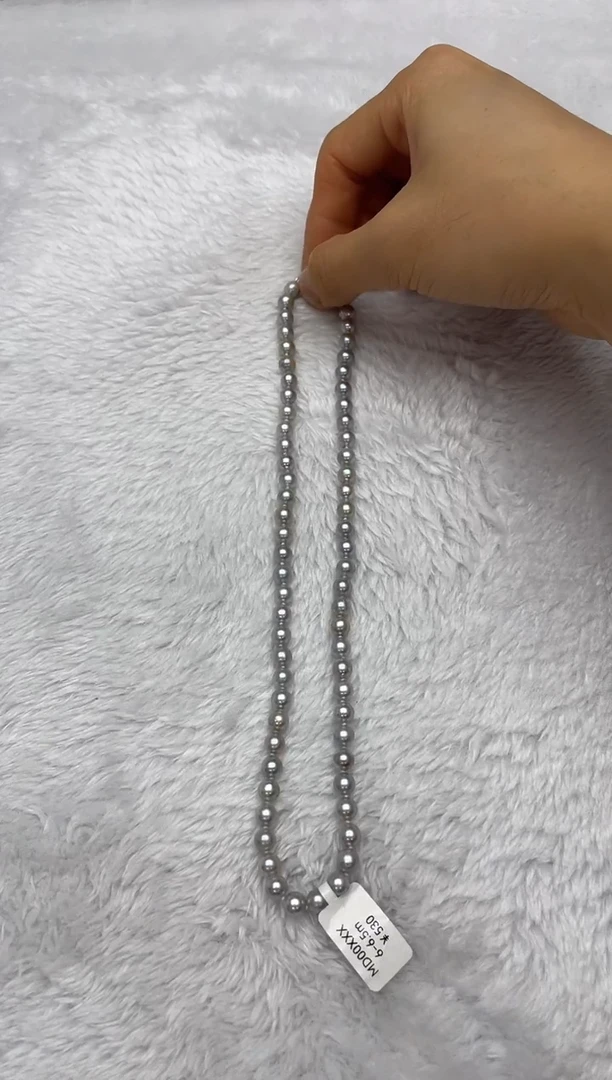 项链银S925镶嵌海水珍珠AK真多麻6-6.5mm