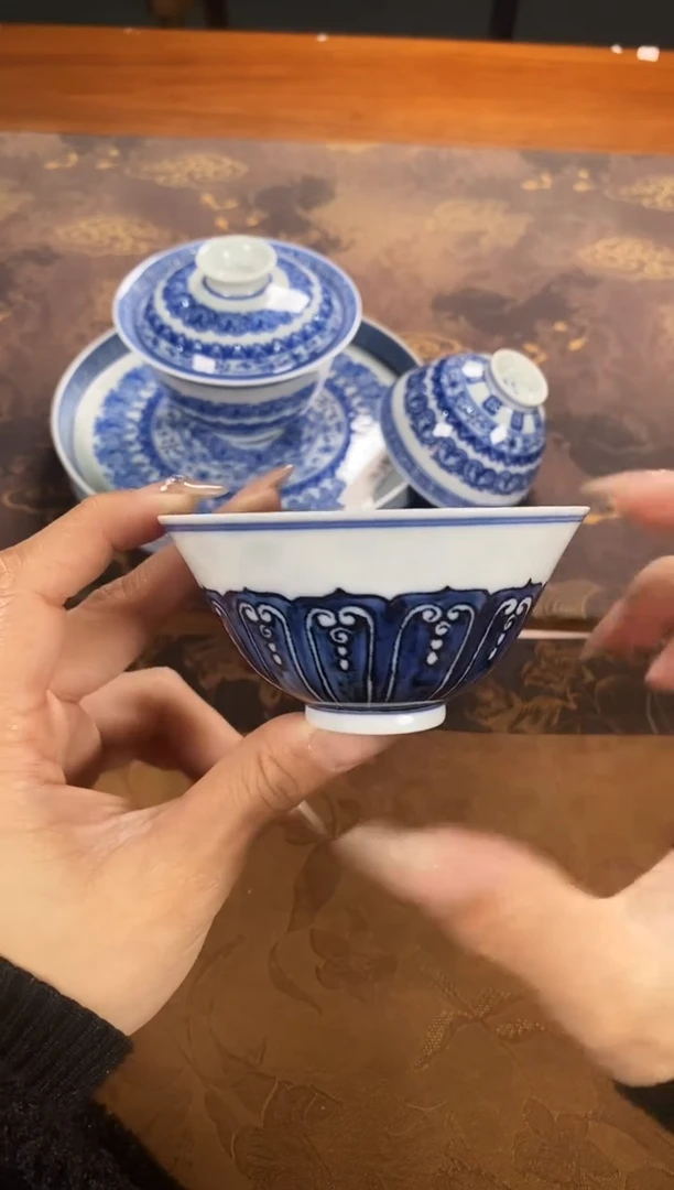 【闪购商品】 《繁色》柴窑柴烧青花板凳斗笠单杯