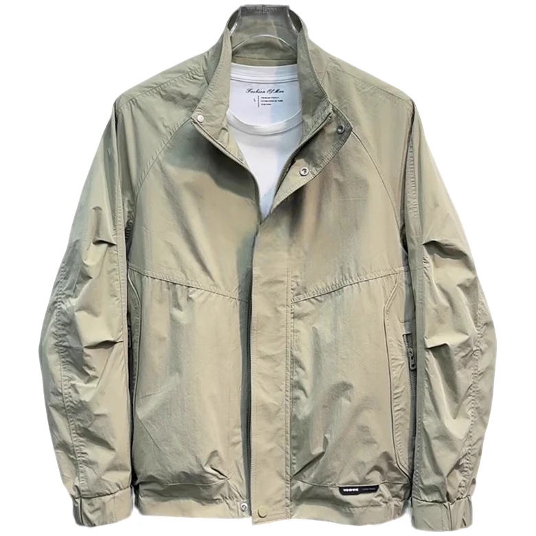 莱蒙璀秋季收口袖立领韩版休闲立领夹克男装薄款学院风港风外套男